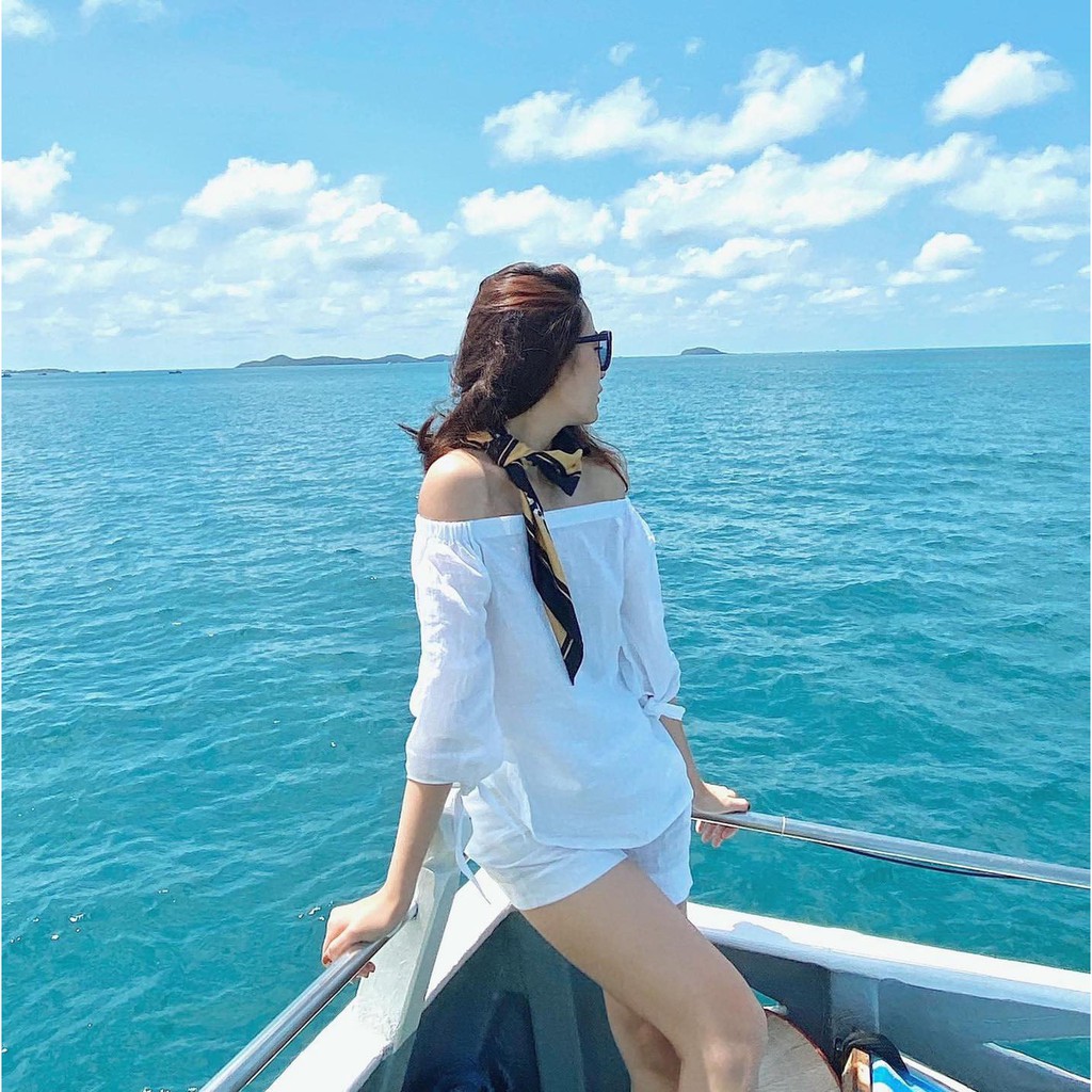 Set đũi trắng trễ vai siêu xinh kèm ảnh thật size S đến 3XL | BigBuy360 - bigbuy360.vn