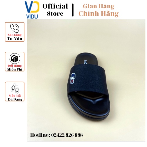 Dép nam thời trang LACOSTE ViDu 21121 màu đen đính kèm logo cắt laser sắc nét sang trọng