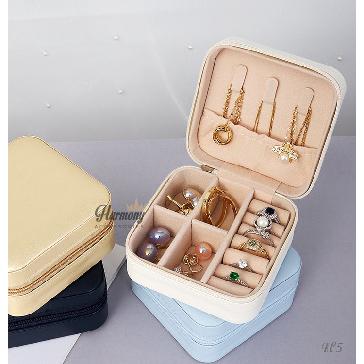 hộp đựng trang sức mini Da TPU H5, hộp đựng phụ kiện dáng vuông Harmony