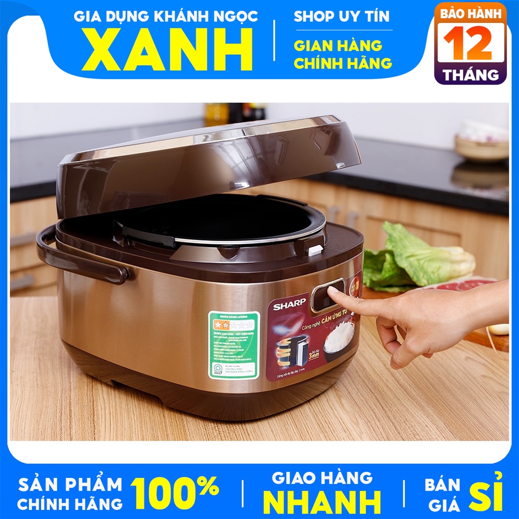 Nồi cơm điện cao tần Sharp 1.8 lít KS-IH191V-GL- Mới 100%- Lòng nồi nhôm dập tráng men chống dính dày