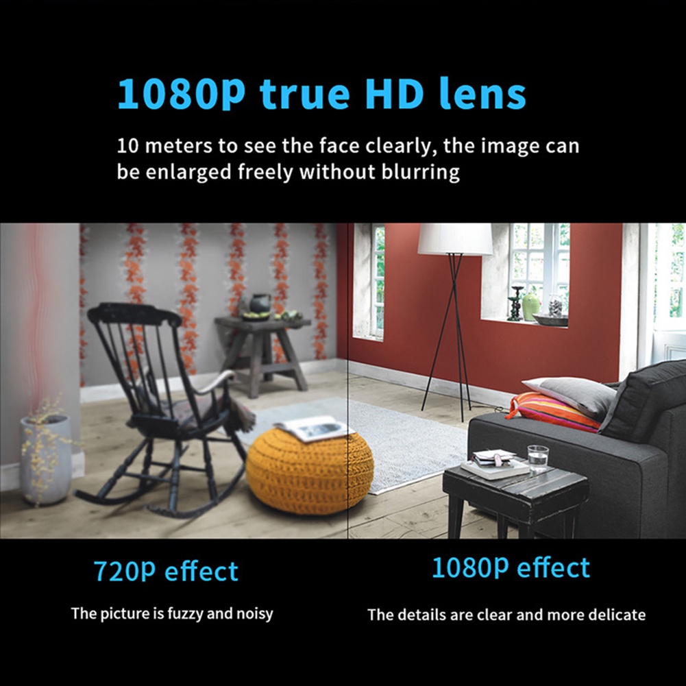 Thiết bị camera Camera an ninh 6x2x2cm Camera thu nhỏ Thiết bị cảm biến Camera màu đen Camera mini hợp kim nhôm Camera không dây Camera quan sát ban đêm