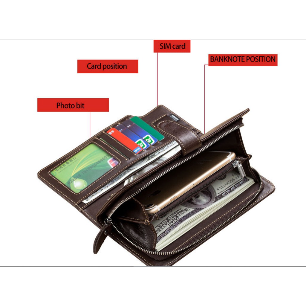 Ví nam ví cầm tay nam nữ 100% da bò thật cao cấp phong cách mới hiện đại