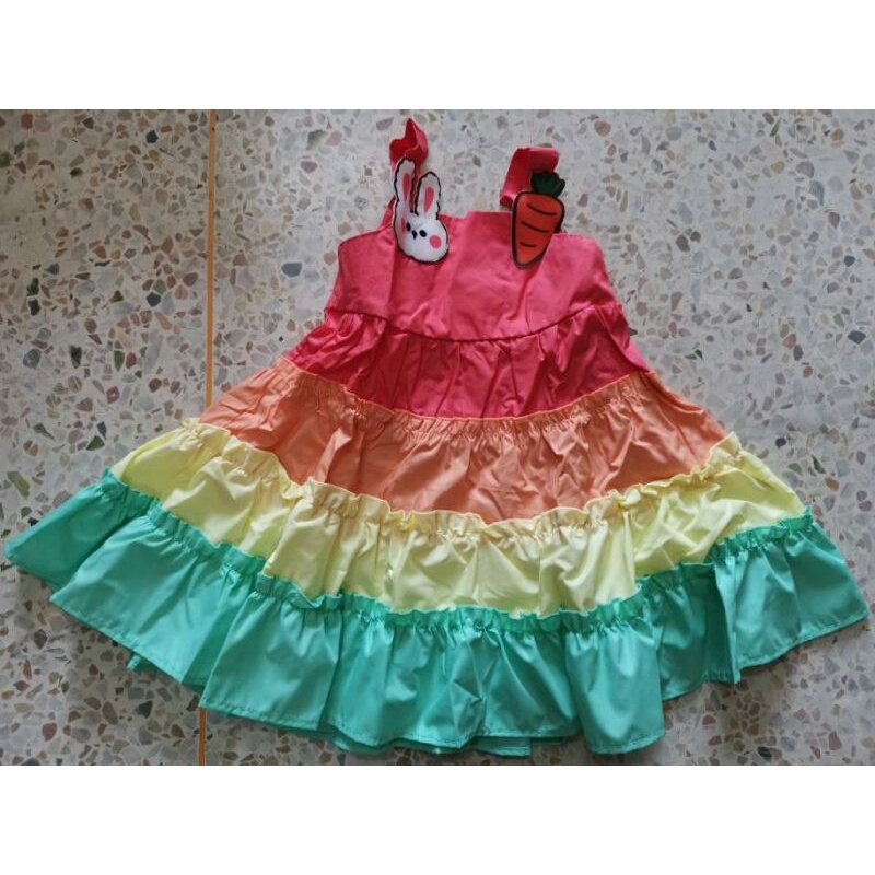 Váy đầm 2 dây cầu vồng rainbow bé yêu chất đẹp