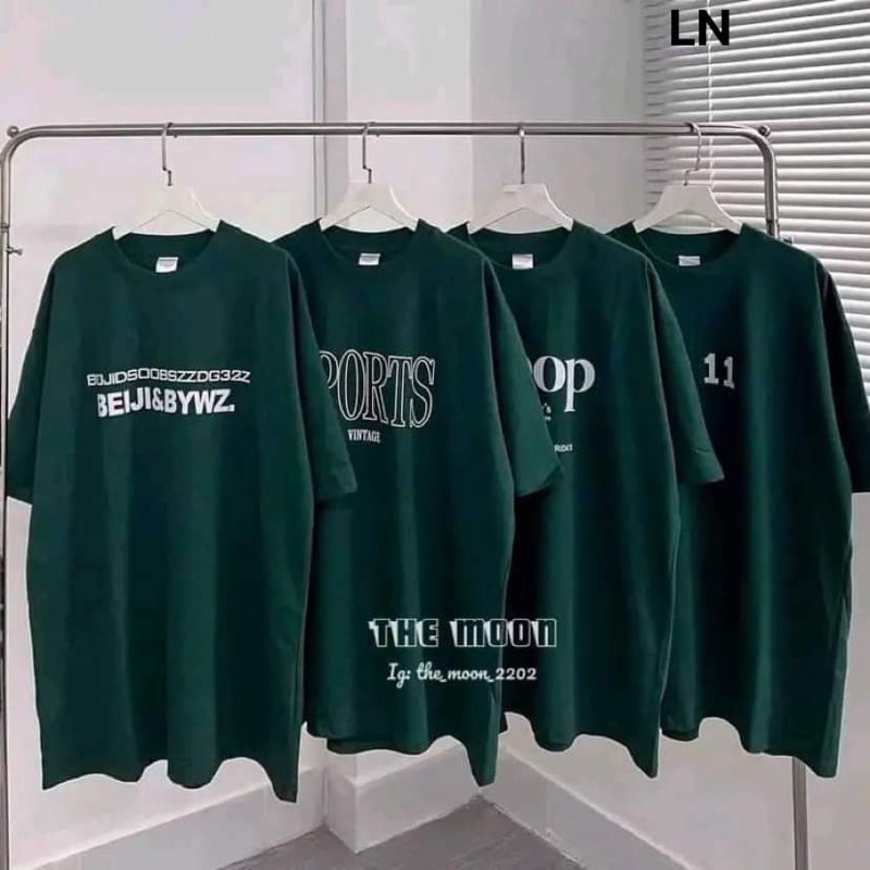 Áo phông xanh lá đậm nhiều hình TH6