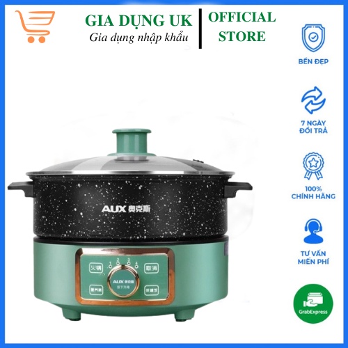 Nồi Lẩu Điện Thang Máy AUX 5L, Nồi lẩu Đa Năng Xanh Tròn, Khay lẩu chuyển động lên xuống tiện lợi - Bảo Hành 1 năm