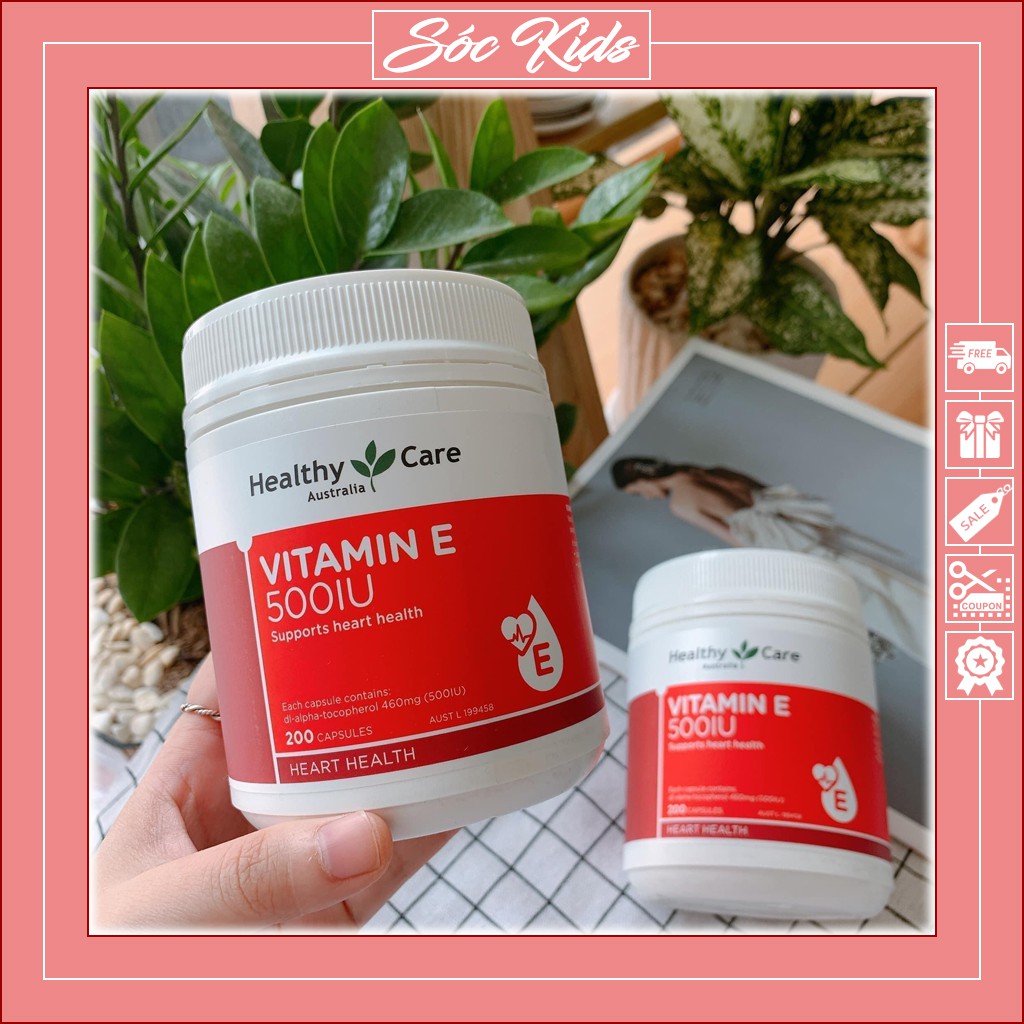 Vitamin E Healthy Care 500iu Chăm Sóc Da Mặt Từ Bên Trong Cho Mẹ - CHUẨN ÚC | DATE 2023 | MẪU MỚI | 200 VIÊN | SÓC KIDS | Thế Giới Skin Care