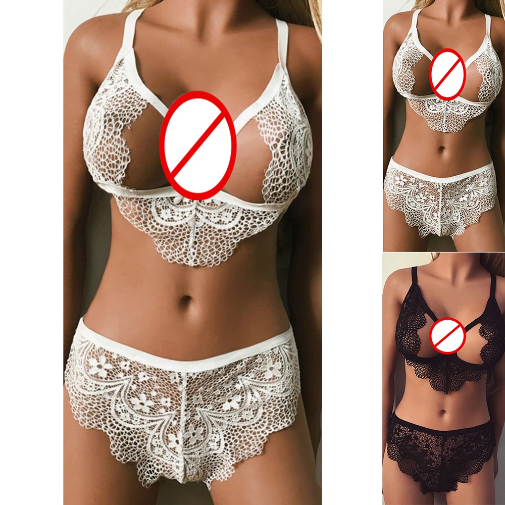 Set Áo Lót Nâng Ngực &amp; Quần Lót Nữ Họa Tiết Ren Thoải Mái Size S-XL