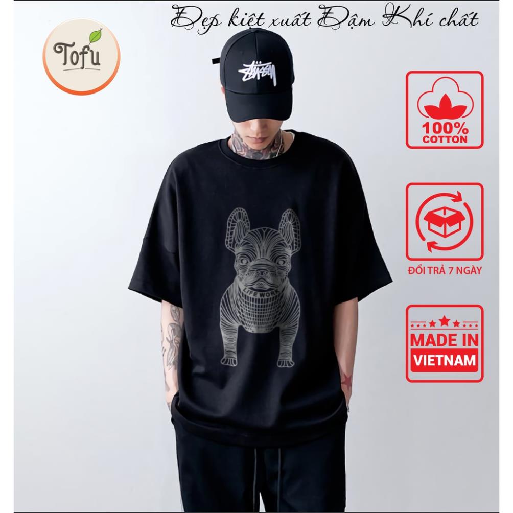 Áo phông Unisex dáng rộng in BUG ; Áo tay lỡ cotton 100% thoáng mát