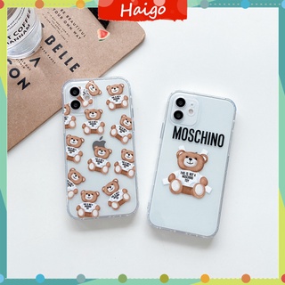 Ốp điện thoại TPU mềm hình gấu MOSCHINO cho iPhone13 12 Mini 11 PRO MAX 6/6s 7/8plus SE2 X/XS XR XSMAX #HG4706