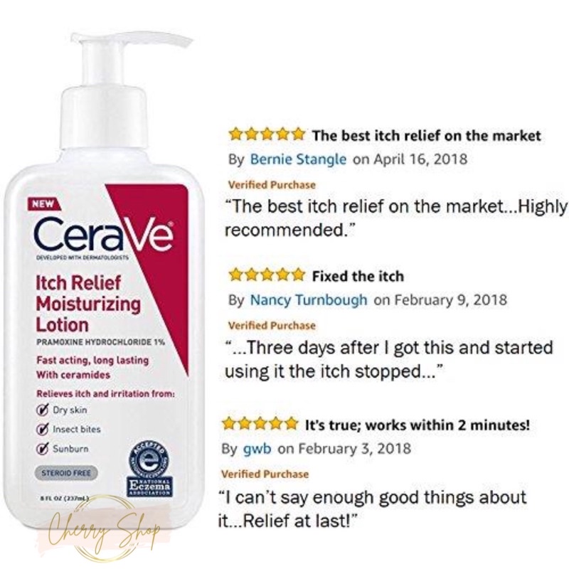 [Hàng USA] Dưỡng thể làm dịu ngứa da Cerave Itch Relief Moisturizing Lotion (237ml)