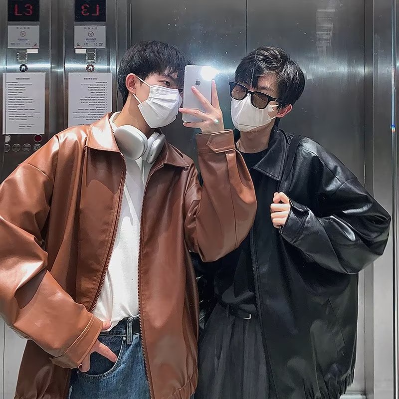 Thời trang áo khoác da leather jacket nam form rộng vintage  áo khoác bomber tay da phong cách hàn quốc áo khoác dây kéo unisex