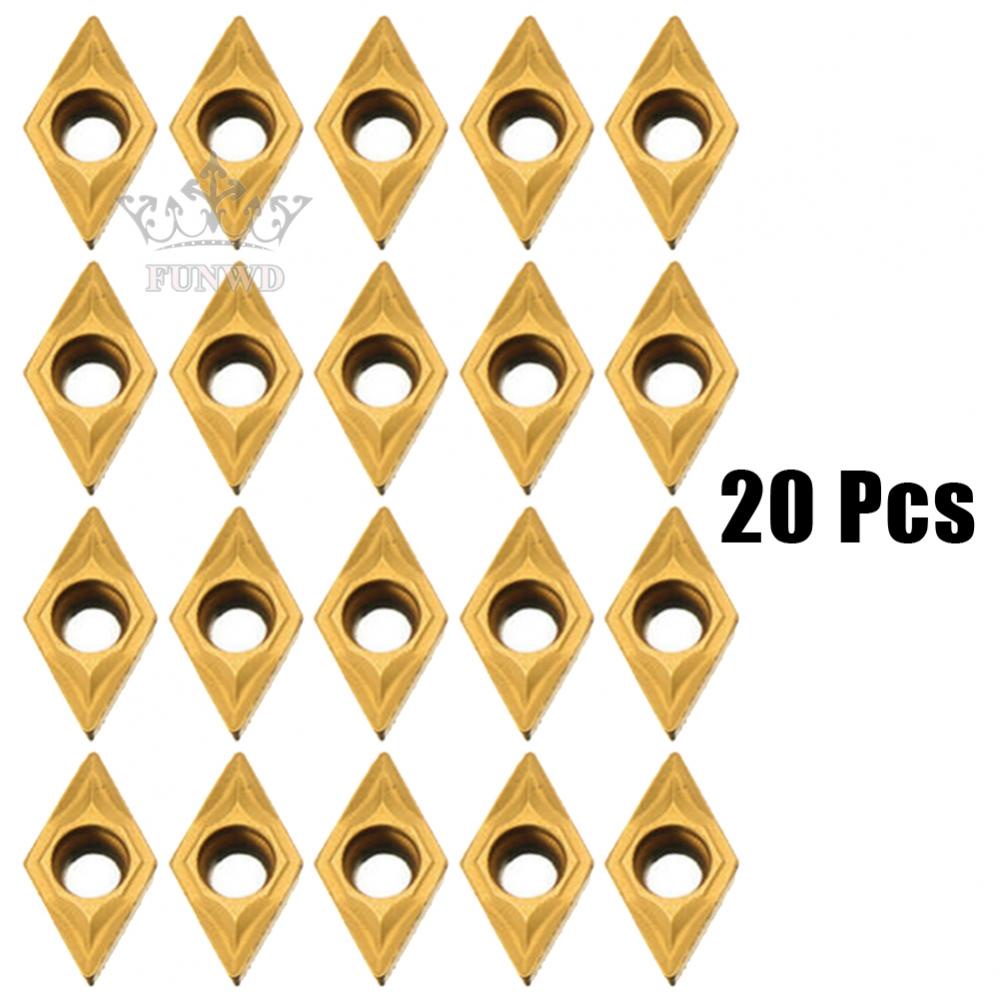 【FUNWD】20Pcs DCMT070204 YBC251 Carbide Inserts For Lathe Turning Tool Holder Boring Bar