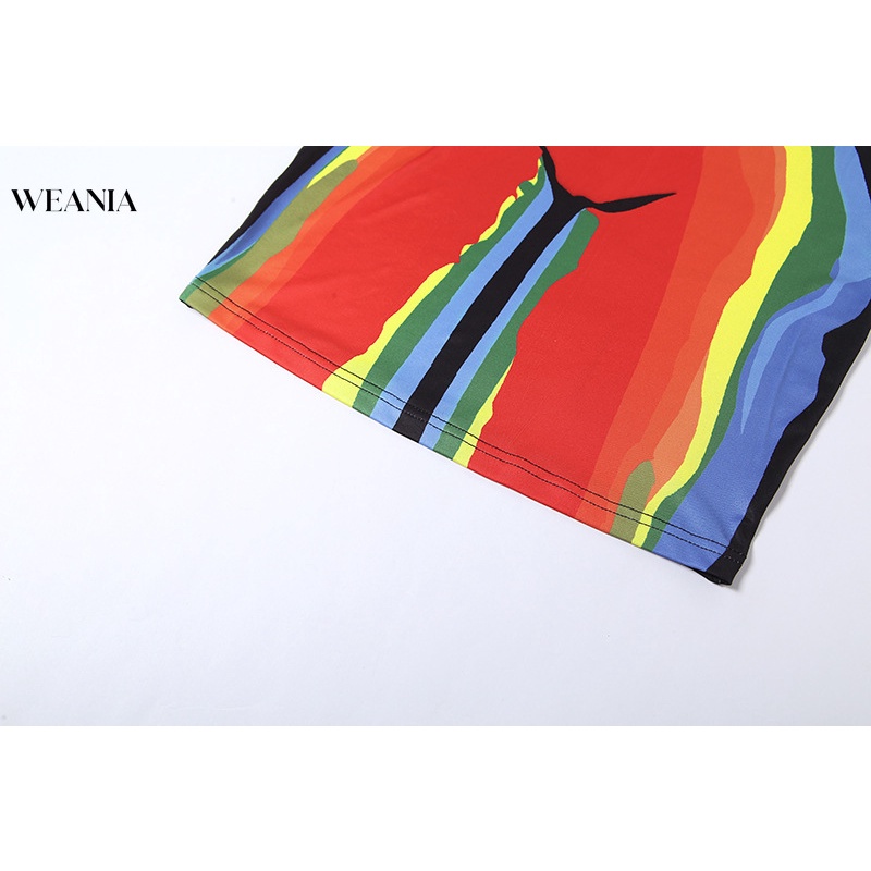 Đầm Sát Nách In Họa Tiết 3D Màu Sắc Tương Phản Thời Trang Quyến Rũ Cho Nữ