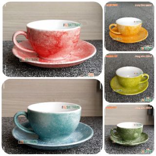 Bộ ly sứ uống cafe Cappuccino men Vân Đá gốm Bát Tràng AZ
