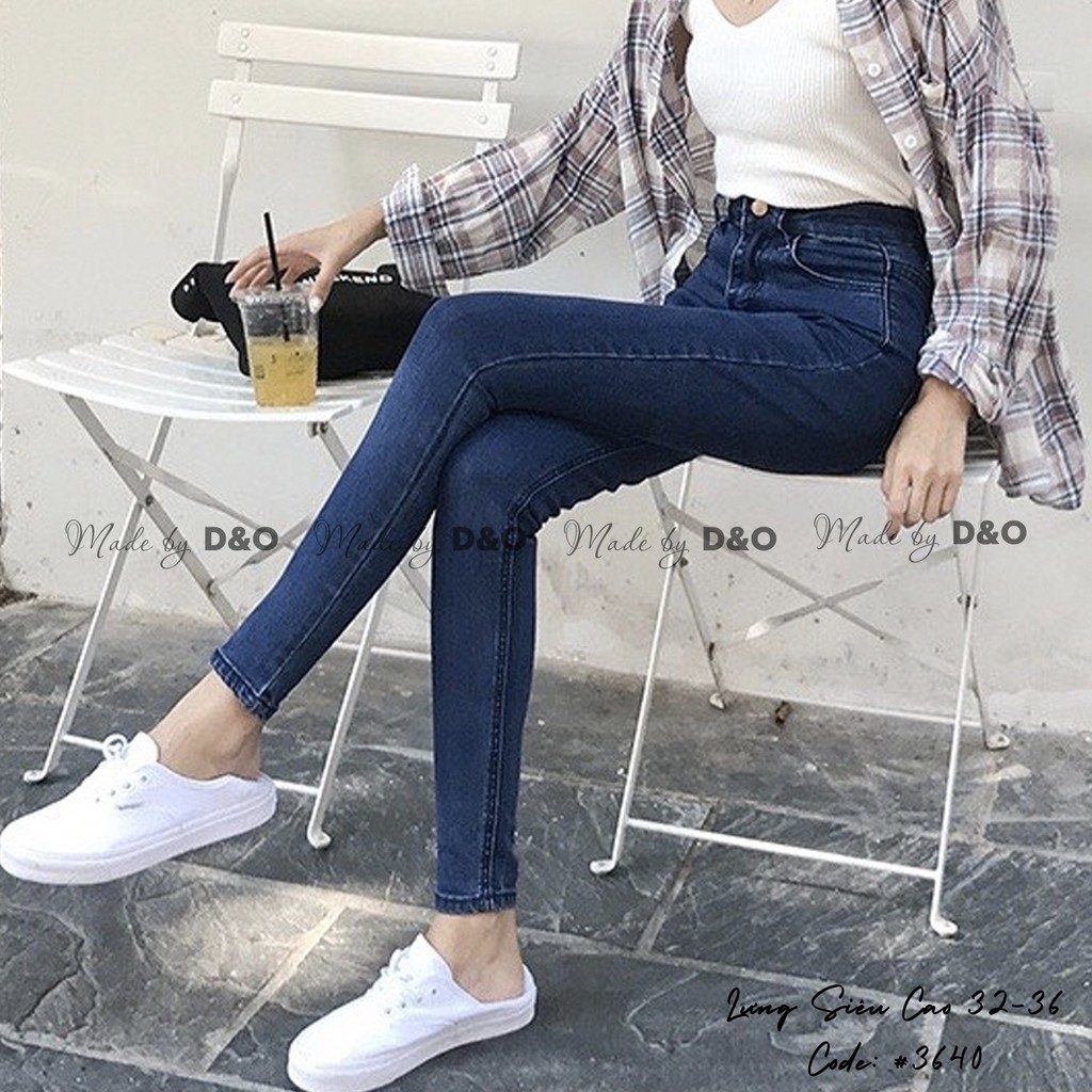 Quần Jeans Xanh Trơn Đậm / Rách Gối Size ĐẠI - Lưng Cao - Hàng siêu co giãn QJ007 [TIEMDOJEAN]