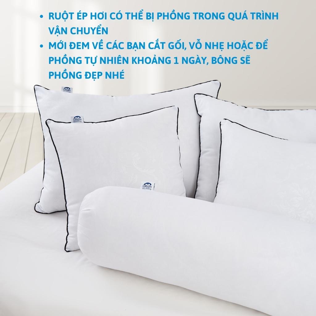 Ruột gối ôm ép hơi cao cấp Dreambedding 35x100 cm có khóa kéo bông gòn nặng 1.4kg căng đẹp