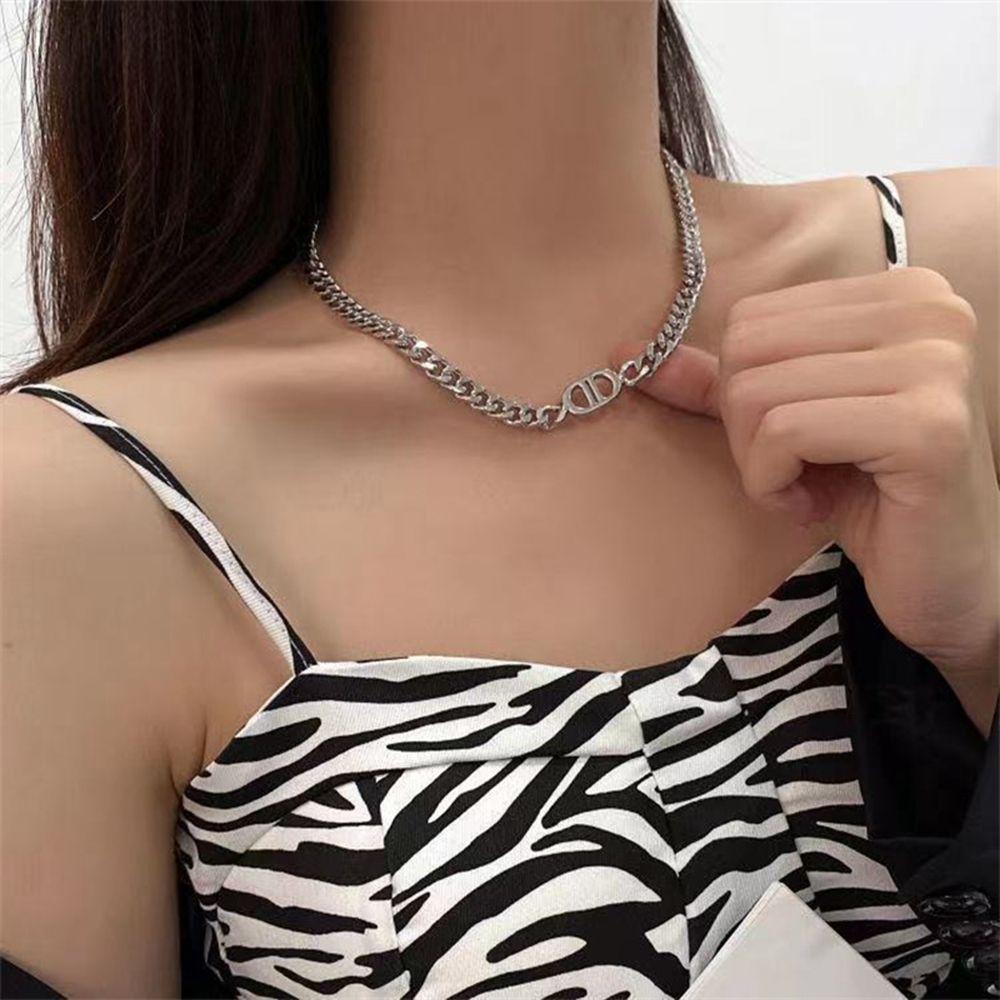 LILYES Vòng Cổ Dây Xích Kim Loại Dày Mặt Hình Học Phong Cách Punk Hàn Quốc Sang Trọng