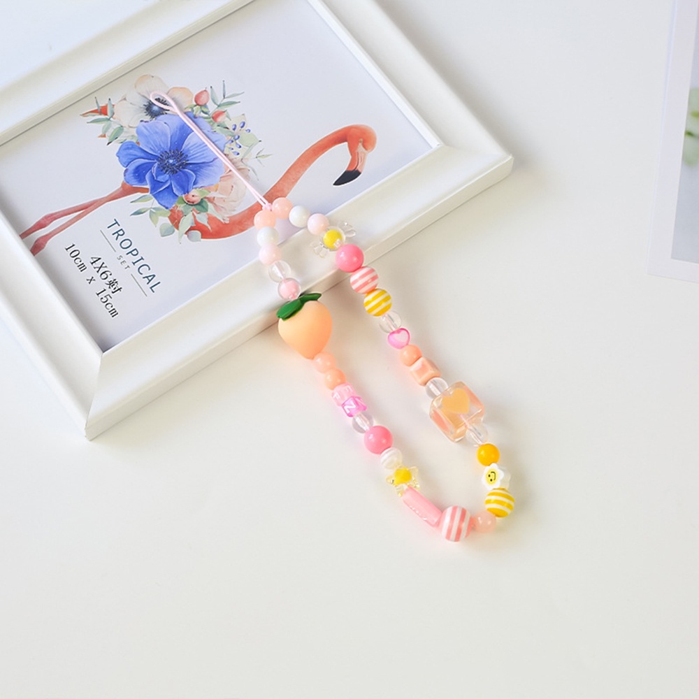 Dây Đeo Điện Thoại Xâu Hạt Diy Hình Quả Dâu / Gấu Hồng / Đào Dễ Thương