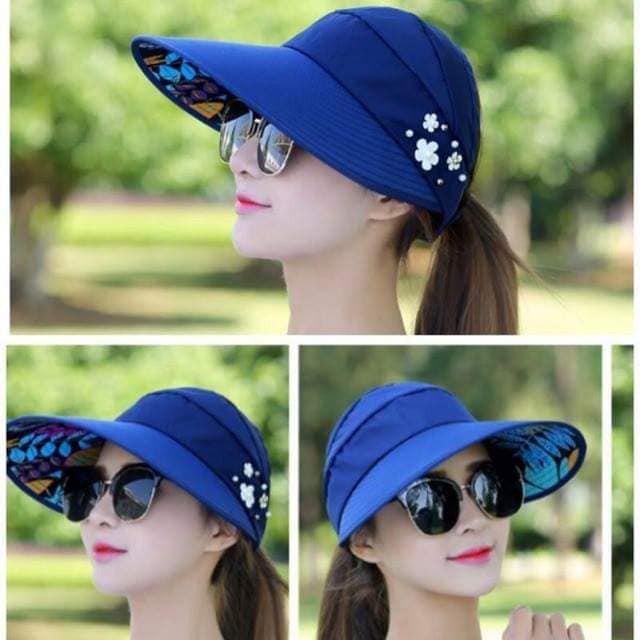 Sỉ 20 mũ nắng ba bông hoa ( xanh và hồng )