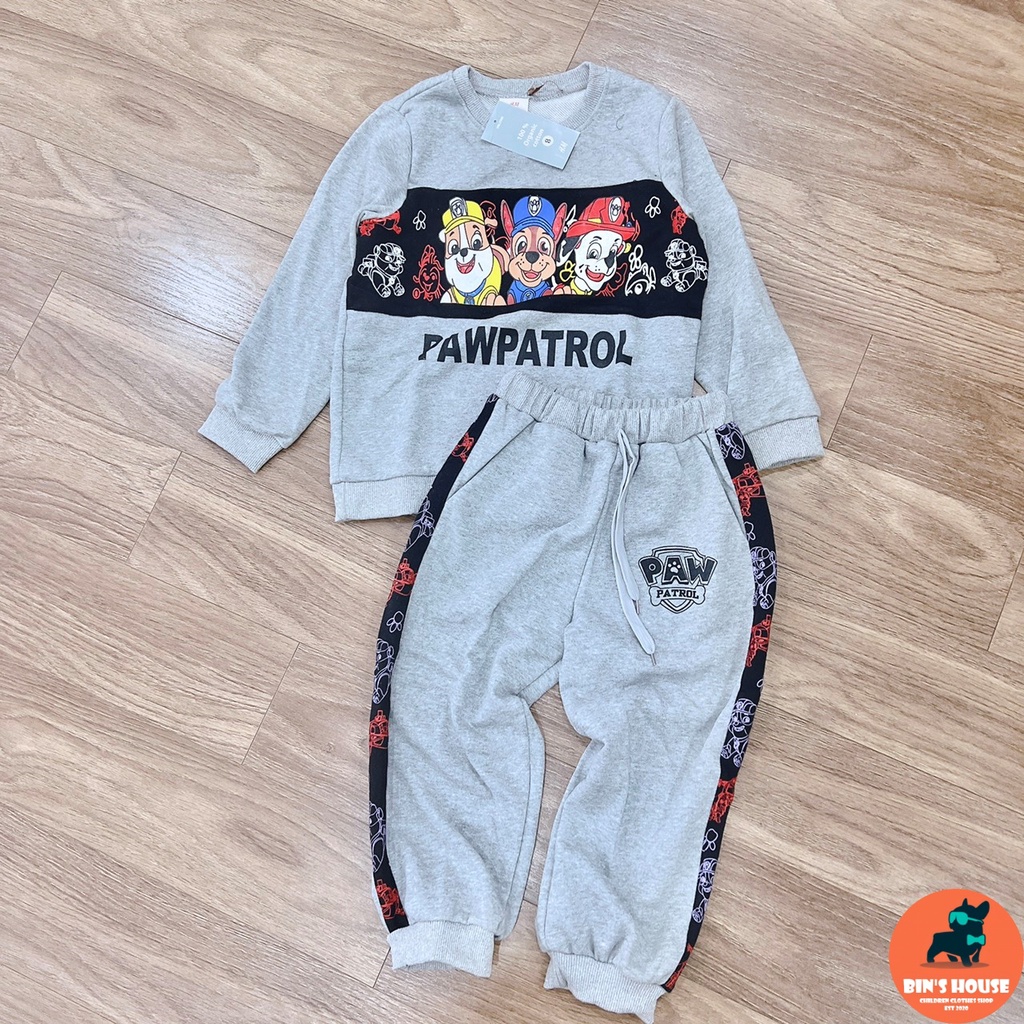 BÁN SỈ BỘ NỈ DA CÁ BÉ TRAI MÀU GHI CHÓ PAWPATROL