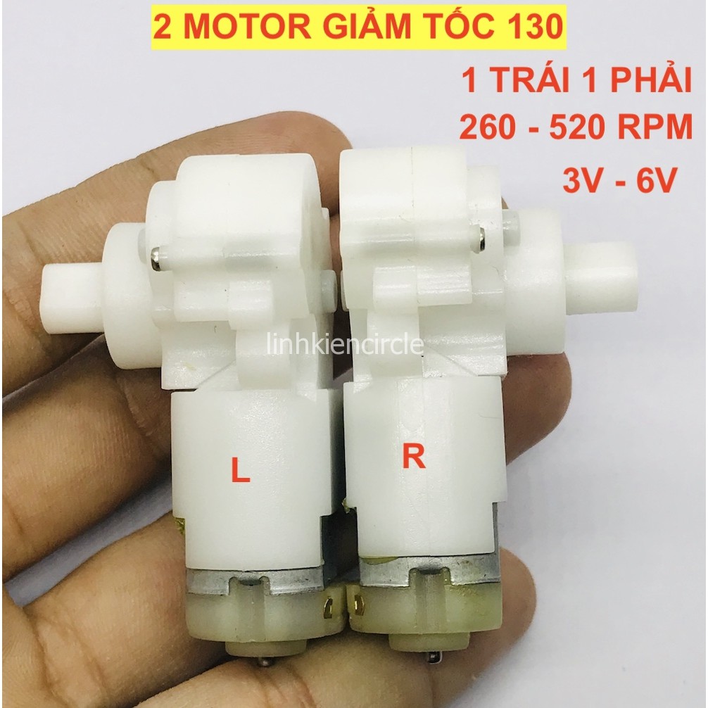 2 Motor giam tốc mini 1 TRÁI 1 PHẢI 130 3V - 6V tốc độ 260 - 520 Vòng - KG0006