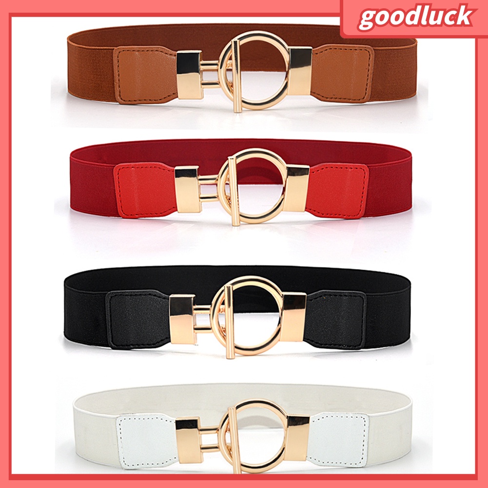 Thắt lưng da PU phối khóa kim loại hình tròn thời trang dành cho nữ