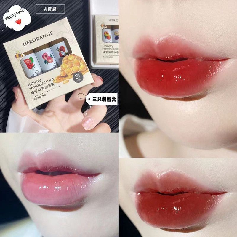 [Hộp 3 cây] Son dưỡng có màu HERORANGE dưỡng ẩm căng mọng mềm môi The Feeling Of Heart Moisturizing Light Lip Balm