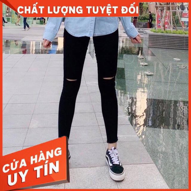 Quần jeans skinny đen rách - clip chính chủ | BigBuy360 - bigbuy360.vn