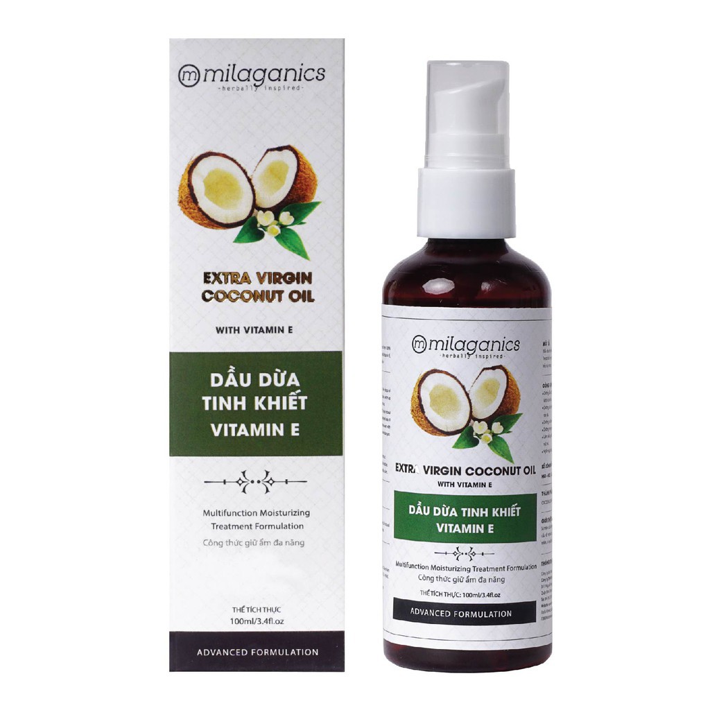 Dầu dừa Tinh Khiết Vitamin E MILAGANICS 100ml