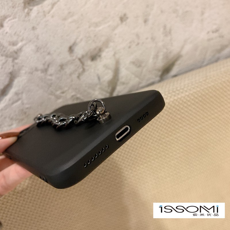 Ốp Điện Thoại Màu Đen Phối Dây Xích Cá Tính Cho Iphone7 12 11pro Max Apple X Xs Xr Mini | BigBuy360 - bigbuy360.vn