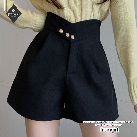 Quần Short Đen Lưng Cao Ống Rộng Thời Trang Mùa Hè Dành Cho Nữ 2022