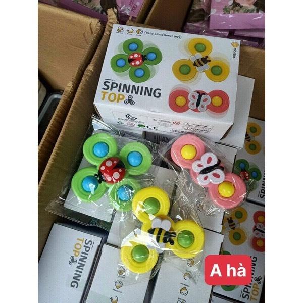 Sét 3 con quay dán tường hít chân không spinneR_Đồ chơi con quay cho bé hình côn trùng vui nhộn