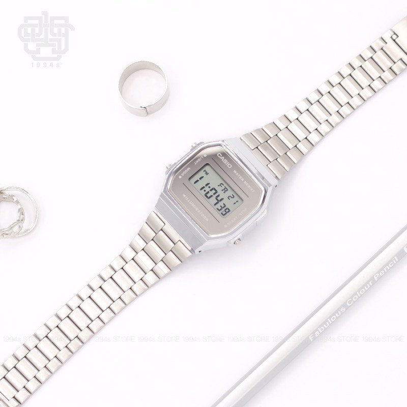 Đồng hồ nam/nữ dây thép CASIO A168WEM-7 CHÍNH HÃNG 36,3mm