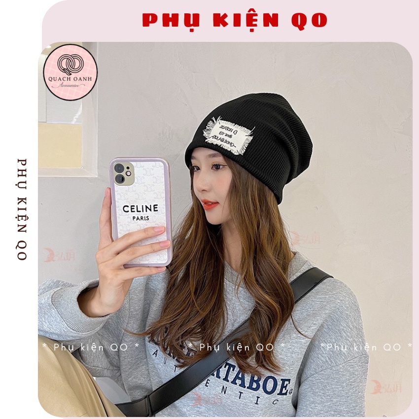 Mũ len dệt kim cao cấp vá lối [ Hàng đẹp lót cotton ] phong cách Hàn Quốc ML06