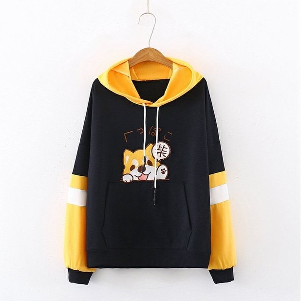 Áo Hoodie Nón Chui Trùm Đầu Nữ Nam Unisex Chất Vải Nỉ Poly Cún Nón Có Tai WAH065