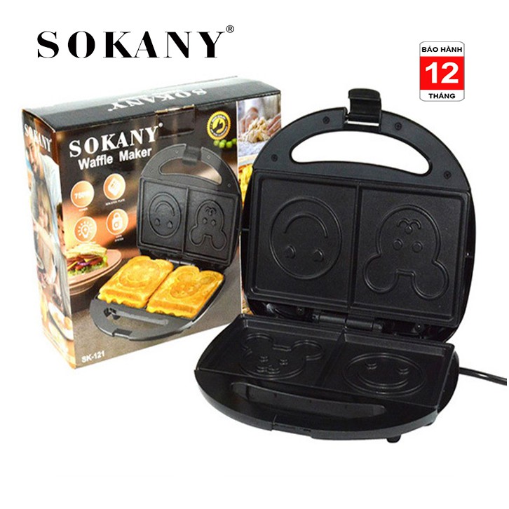 Máy nướng bánh mì mặt cười hình gấu dễ thương Sokany