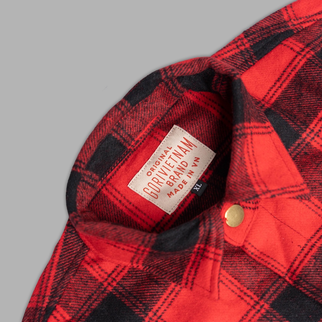 Áo Khoác Jacket Gori Caro Đỏ | Khuy Áo Hợp Kim Cao Cấp Chắc Chắn