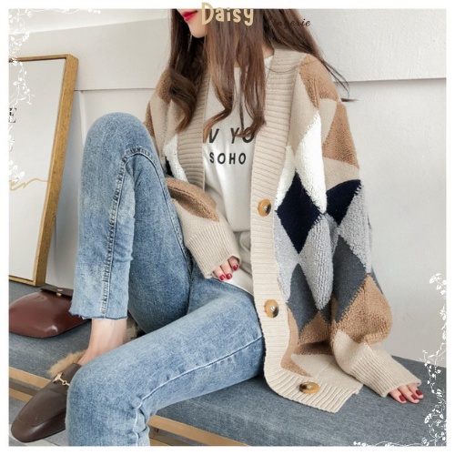 [SP Tốt,Hỏa Tốc] Áo Khoác Cardigan Len Caro Áo Len Dài Tay Form Rộng Phong Cách Basic - Mã AOL018