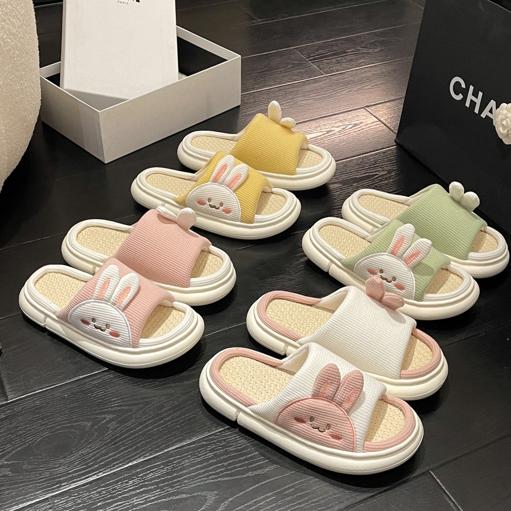 💘 Dép Đi Trong Nhà Bằng cotton linen Chống Trượt Họa Tiết Hoạt Hình Dễ Thương  💘 thoáng khí  thiết kế mới