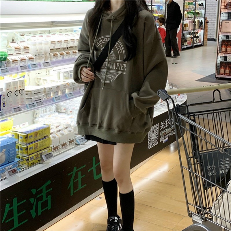 Áo Hoddie Nỉ Mũ 2 Lớp Pier Nữ 🎀 Áo Có Mũ from Rộng Hình dập nhiệt, hàng may kỹ nỉ dày dặn | BigBuy360 - bigbuy360.vn