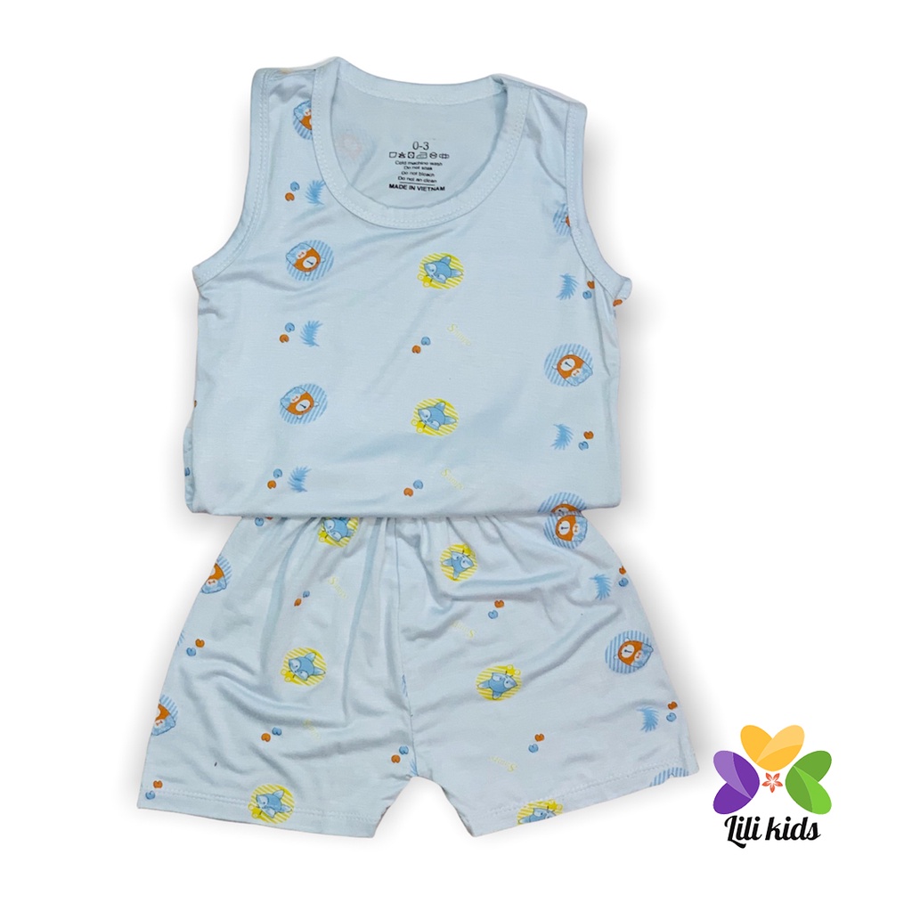 Bộ ba lỗ cho bé trai bé gái LILI.KIDS chất thun lạnh in hình họa tiết BBL06