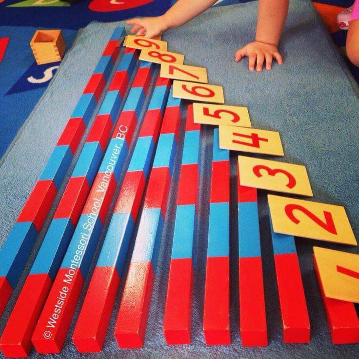 (Ảnh thật) Bộ Gậy số (Bộ to - Bản trường học) Giáo cụ Montessori
