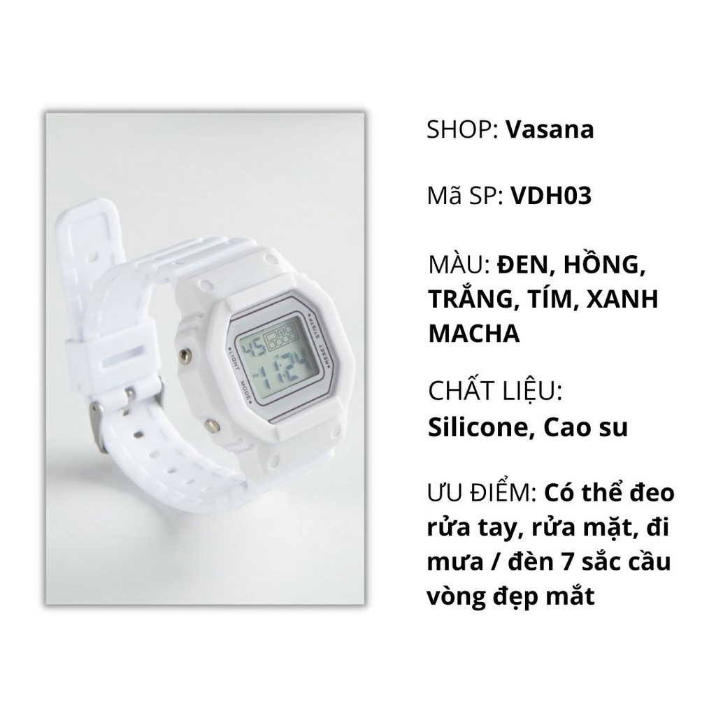 Đồng hồ đeo tay nữ chống nước giá rẻ đẹp mặt chữ nhật có đèn, ngày tháng năm, báo thức  - DH03 | BigBuy360 - bigbuy360.vn