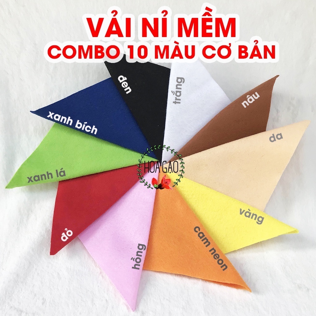 Combo set vải dạ vải nỉ mềm làm đồ handmade HOA GẠO GNMB 30 tấm handmade nguyên liệu dễ cắt diy giá rẻ