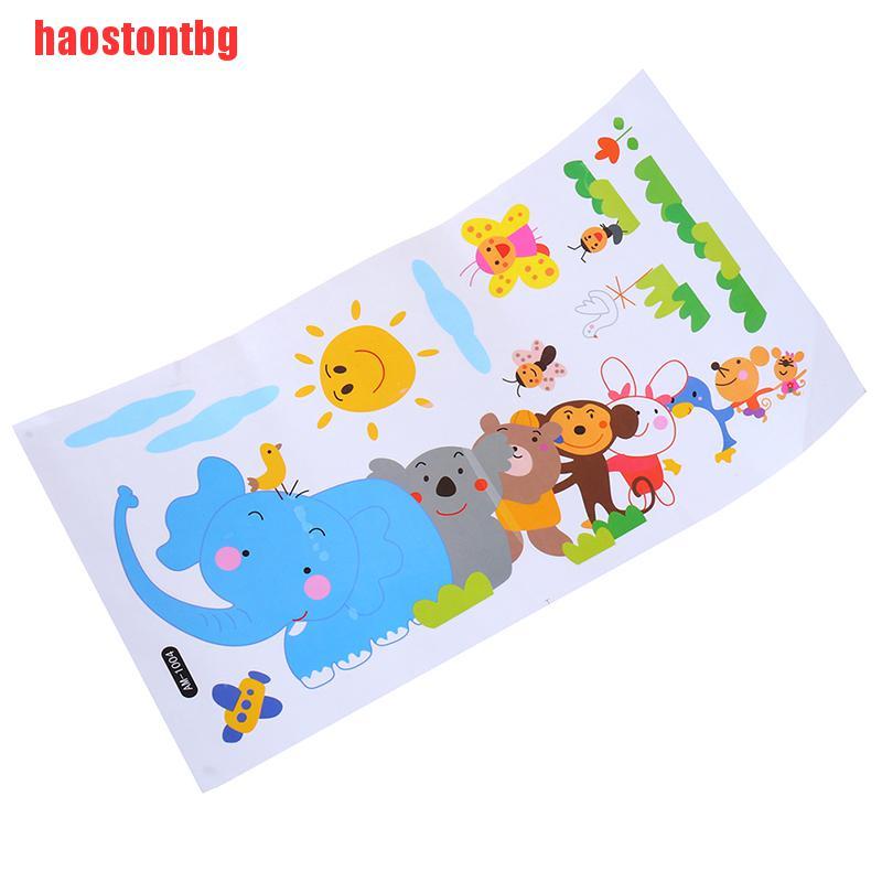 [haostontbg]Happy animals Elephant Monkey wall sticker kids room DIY Cartoon Zoo decals