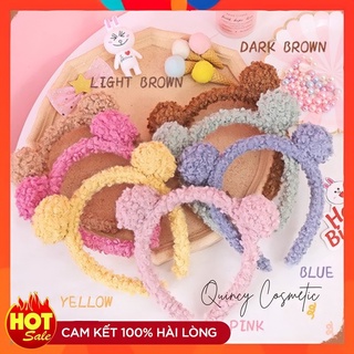 Băng Đô Cài Tóc, Bờm Tóc Lông Cừu Tai Gấu Dễ Thương - Băng Đô Rửa Mặt Trang Điểm Cho Nam Và Nữ QUINCY1141