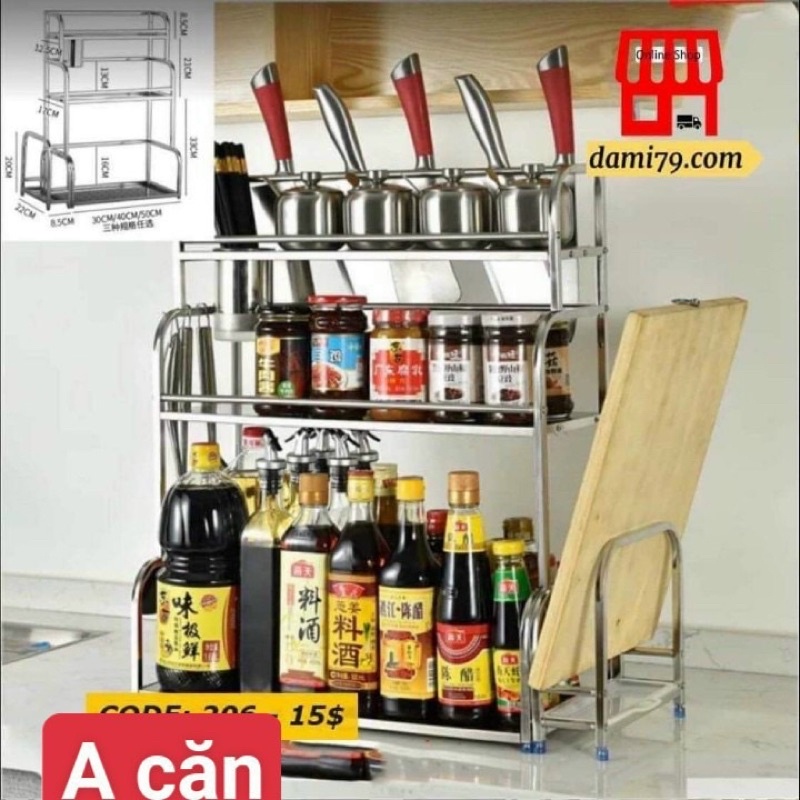Kệ gia vị inox 2 tầng và 3 tầng
