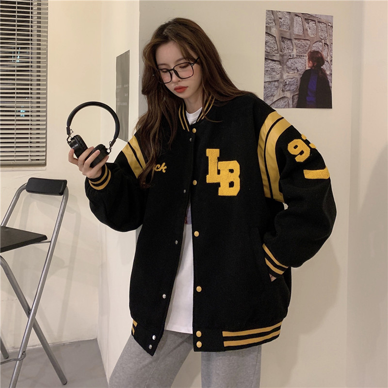 Áo bomber nữ form rộng Áo khoác bomber nữ form rộng nỉ  kiểu bóng chày unisex hàn quốc ulzzang học sinh sinh viên un | BigBuy360 - bigbuy360.vn