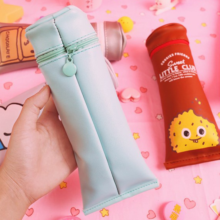 Hộp Đựng Bút Da PU Hình Tuýp Kem Đánh Răng Túi Kem, Bánh,  Bóp Viết Cỡ To Gấu Xinh Cho Bé Gái, Nữ QUTI SP12