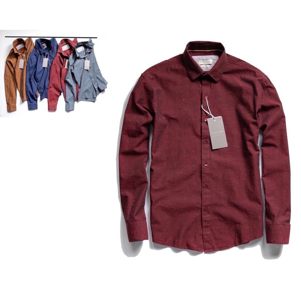 Áo sơ mi nam ZARA MEN tay dài màu ĐỎ ĐÔ cao cấp - Lịch Lãm Dự Tiệc